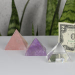 crystals healing Large HIGH Quality - Clear, Amethyst, and Rose Pyramid Set Crystalz.com