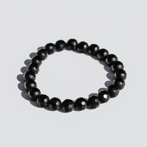 crystals healing Matte Facetted Black Onyx Bracelet Crystalz.com