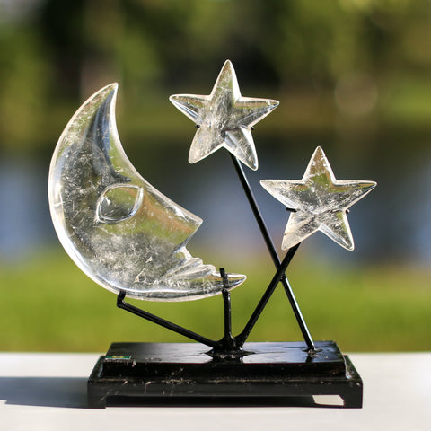 crystals healing Rare Brazilian Clear Quartz Moon & Stars Crystalz.com