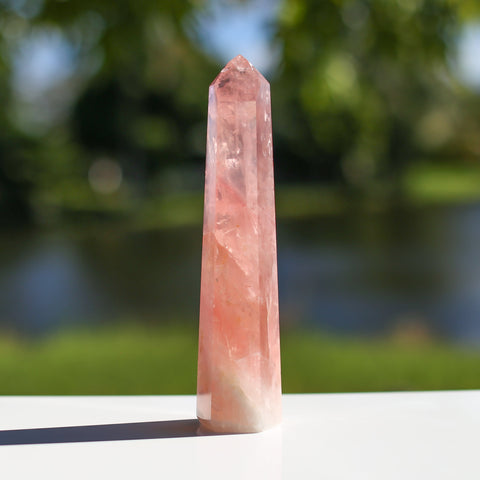 crystals healing Rare Deep Tall Pink Brazil Rose Quartz Crystalz.com