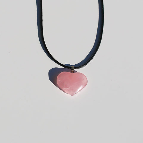 crystals healing Rose Quartz Heart Necklace Crystalz.com