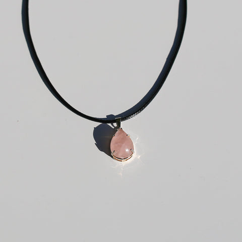 crystals healing Rose Quartz Prong Necklace Crystalz.com