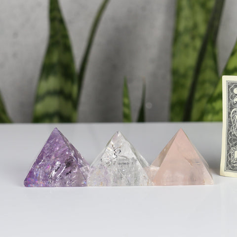 crystals healing Super High Quality Amethyst, Clear, and Rose Small Pyramids Crystalz.com